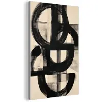 MuchoWow Aluminium schilderij 20x30 cm - Wanddecoratie metaal - Cirkels - Lijnen - Vormen - Zwart - Metalen muurdecoratie woonkamer - Decoratie industrieel - Foto op dibond - Industriële accessoires slaapkamer