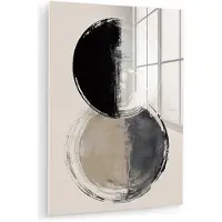 MuchoWow Glasschilderij 30x40 cm - Schilderij acrylglas - Cirkels - Strepen - Minimalistisch - Zwart - Foto op glas - Muurdecoratie woonkamer - Wanddecoratie slaapkamer - Schilderijen