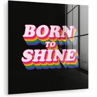 MuchoWow Glasschilderij 20x20 cm - Schilderij acrylglas - Quote - Regenboog - Roze - Zwart - Foto op glas - Muurdecoratie woonkamer - Wanddecoratie slaapkamer - Schilderijen