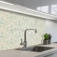 KitchenYeah Keuken achterwand 80x60 cm - Spatscherm zelfklevend Damast - Vintage - Pastel - Design - Muurbeschermer - Spatwand fornuis