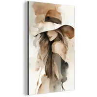 MuchoWow Aluminium schilderij 120x180 cm - Wanddecoratie metaal - Mysterieus - Vrouw - Sepia - Metalen muurdecoratie woonkamer - Decoratie industrieel - Foto op dibond - Industriële accessoires slaapkamer