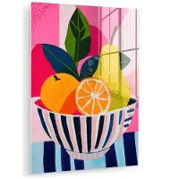 MuchoWow Glasschilderij 120x160 cm - Schilderij acrylglas - Fruit - Abstracte achtergrond - Roze - Foto op glas - Muurdecoratie woonkamer - Wanddecoratie slaapkamer - Schilderijen