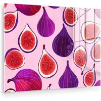 MuchoWow Glasschilderij 40x30 cm - Schilderij acrylglas - Vijgen - Roze - Paars - Foto op glas - Muurdecoratie woonkamer - Wanddecoratie slaapkamer - Schilderijen