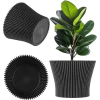 Kadax Kleine kunststof plantenpot voor vetplanten en kruiden, moderne bloempot voor binnen en buiten (zwart, 16 cm)