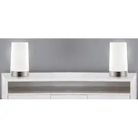 Trango Set van 2 LED-bureaulamp 2017-94*2 in mat nikkel met gesatineerde glazen kap *Coral* Tafellamp, bedlampje, vensterbanklamp incl. Elk 1x 5 Watt LED Module Lamp 3000K warm wit