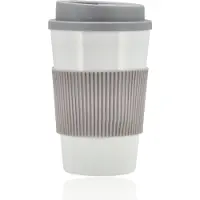 Discountershop Koffie To Go Beker 450 ml – Herbruikbare Koffie Bekers To Go met Deksel – Koffiebeker & Koffie Kopjes voor Onderweg – Lichtgewicht & Lekvrij – Grijs