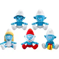 De Smurfen Smurfenknuffels - zittend - 5 stuks - Smurfin - Lolsmurf - Grote Smurf - Moppersmurf en brilsmurf