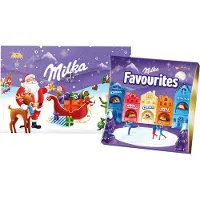 Milka chocolade adventskalender bundel - Adventskalender (200g) + Favourites adventskalender (206g) - 6 smaken - tel feestelijk af tot Kerst