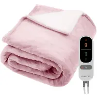 Auronic Elektrische Deken - 200x180cm - Warmtedeken - 2 Persoons - Sherpa Fleece - 9 Hitte en Timerstanden - Bovendeken - Verwarmingsdeken - Roze