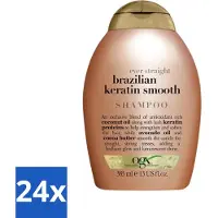 OGX 24 x - Brazilian Keratin Therapy - Shampoo - Versterkend - Gladmakend - 385 ml - Keratine Shampoo - Keratine Haar - Keratine Therapy - Keratine Haar Behandeling - Keratine Haar Versterking
