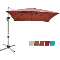 Costway Parasol, rechthoekig, 300 x 300 cm, grote zweefparasol met zwengel, kantelbaar, 360° draaibaar, terrasparasol, marktscherm voor tuin, terras, balkon