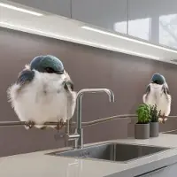KitchenYeah Keuken achterwand 200x60 cm - Spatscherm zelfklevend Vogels - Dieren - Draad - Portret - Muurbeschermer - Spatwand fornuis