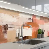 KitchenYeah Keuken achterwand 250x60 cm - Spatscherm zelfklevend Kunst - Roze - Abstract - Muurbeschermer - Spatwand fornuis