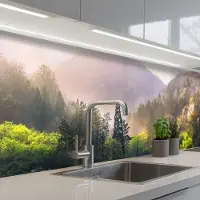 KitchenYeah Keuken achterwand 250x60 cm - Spatscherm zelfklevend Natuur - Bomen - Bergen - Meer - Water - Muurbeschermer - Spatwand fornuis