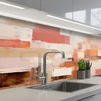 KitchenYeah Keuken achterwand 150x80 cm - Spatscherm zelfklevend Kunst - Roze - Abstract - Muurbeschermer - Spatwand fornuis