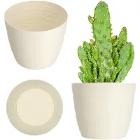 Kadax Bloempot van kunststof, diameter 11 - 19 cm, 7 kleuren, eenvoudige plantenpot, moderne plantenbak, robuuste bloempot, ronde pot, diameter 11 cm, ecru