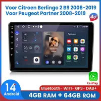 AWESAFE Autoradio - 4GB & 64GB 8-Kern V1PRO - Geschikt Voor Citroen Berlingo 2 B9 Peugeot Partner 2008 t/m 2019 - Carplay & Android auto - Met navigatie GPS - Radio scherm