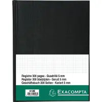 Exacompta notitieboek A4 linnen kaft zwart, geblokt, 110 g/m² mat getint, gepagineerd, 150 vel, paperback