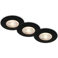 Briloner LED inbouwspot Kulana zwart set van 3 IP65, zwart, Woon-/ Eetkamer, Kunststof, Modern