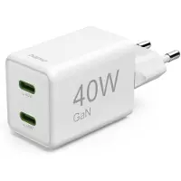 Hama 40W GaN Snellader - 2x USB-C PD/QC - mini - Wit