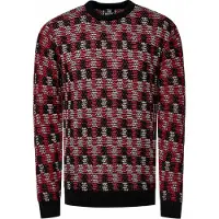 Rusty neal Trui lichtgrijs / cranberry / zwart