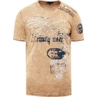 Rusty neal Shirt camel / zwart / wit