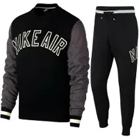 Nike Air Fleece trainingspak met volledige ronde hals, zwart