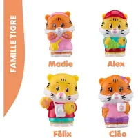 Klorofil Speelset Familie “Tiger” – Poppetjes set – Félix, Cléo, Madie en Alex – Vanaf 18 maanden – 4-delig