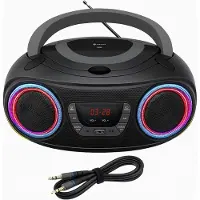 Denver Draagbare Bluetooth Radio CD Speler - Kinderen & Volwassenen & Ouderen - Lichteffecten - Boombox - AUX - FM - Noodradio- Werkt ook op Batterijen - Keuken -Zwart