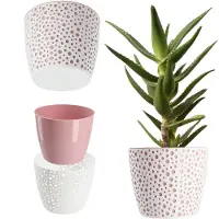 Kadax Bloempot van kunststof, diameter 11-21 cm, 5 kleuren, eenvoudige pot, robuuste plantenpot, plantenbak, ronde bloempotbescherming voor varen, diameter 19 cm, roze