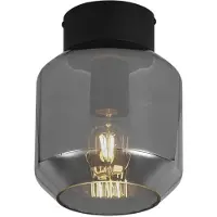 QAZQA Moderne plafondlamp zwart met smoke glas - Stiklo