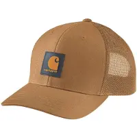 Carhartt Heren Rugged Flex Twill Mesh-Back Logo Patch Pet, Bruin/Honingraat, One Size