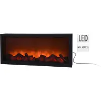 H&S Elektrische Kachel | Elektrische kachel met LED-vlammensimulatie, zwart metalen behuizing, 57x25 cm