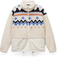 Napapijri Fleece jas 'T-Ansei' lichtbeige / blauw / nachtblauw / oranje