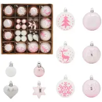 vidaXL - Kerstbal - Set - 40 - st - Wit - en - roze - Ø - 6 - cm - Kunststof