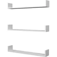 En.casa Wandplank set van 3 Höganäs 12x90x15 cm wit
