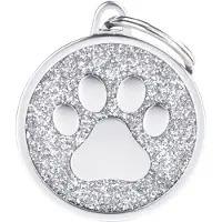 My Family Shine Paw Glitter Satin Naamplaatje Voor Huisdieren