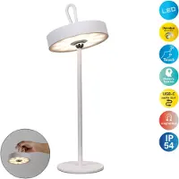 Näve Ella LED tafellamp, magnetisch, wit Ella, dimbaar, wit / opaal, Woon-/ Eetkamer, metaal, Scandinavisch