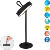 Näve Ella LED tafellamp, magnetisch, zwart Ella, dimbaar, zwart, Woon-/ Eetkamer, metaal, Scandinavisch