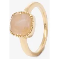 Sissy-Boy Gold plated ring met vierkante steen | Maat: 18