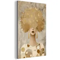 MuchoWow Aluminium schilderij 80x120 cm - Wanddecoratie metaal - Goud - Portret - Vrouw - Metalen muurdecoratie woonkamer - Decoratie industrieel - Foto op dibond - Industriële accessoires slaapkamer