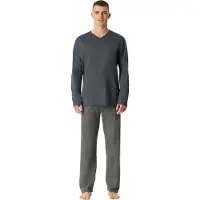 Schiesser Pyjama lang ' Comfort Essentials ' donkergrijs
