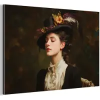 MuchoWow Aluminium schilderij 60x40 cm - Wanddecoratie metaal - Vrouw - Victoriaans - Portret - Metalen muurdecoratie woonkamer - Decoratie industrieel - Foto op dibond - Industriële accessoires slaapkamer