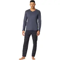 Schiesser pyjama set jersey katoen navy geprint lange mouw