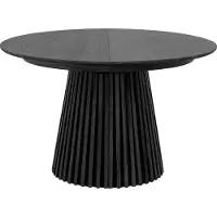 Ebuy24 Tokyo eetkamertafel met 2 extra plaat ø120x120-160-200cm zwart eik fineer.