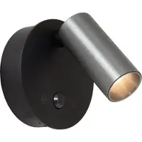 Lucide TONI - Oplaadbare Wandspot / Wandlamp - Accu/Batterij - Ø 8,1 cm - LED - 1x2W 2700K/4000K - Bewegingssensor - Magnetisch - Grijs ijzer