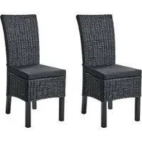 Beliani ANDES - Eetkamerstoel set van 2 - Zwart - Rotan