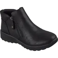 SKECHERS Dames Lovely Vibe Herfst enkellaarsjes zwart (41), Plat, 1 tot 3 cm, Ritssluiting, Casual 158952