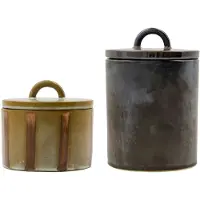 House Doctor Tallic Voorraadpot 2 Stuks Zand/zwart - Dozen en kisten Steengoed Brown - 900000056