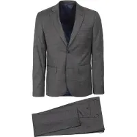 Suitable Kostuum Toulon Wol Check Grijs Bruin